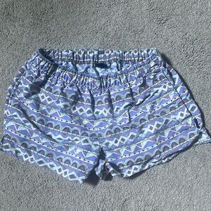 Patagonia barely baggy shorts, purple and green pattern, size small